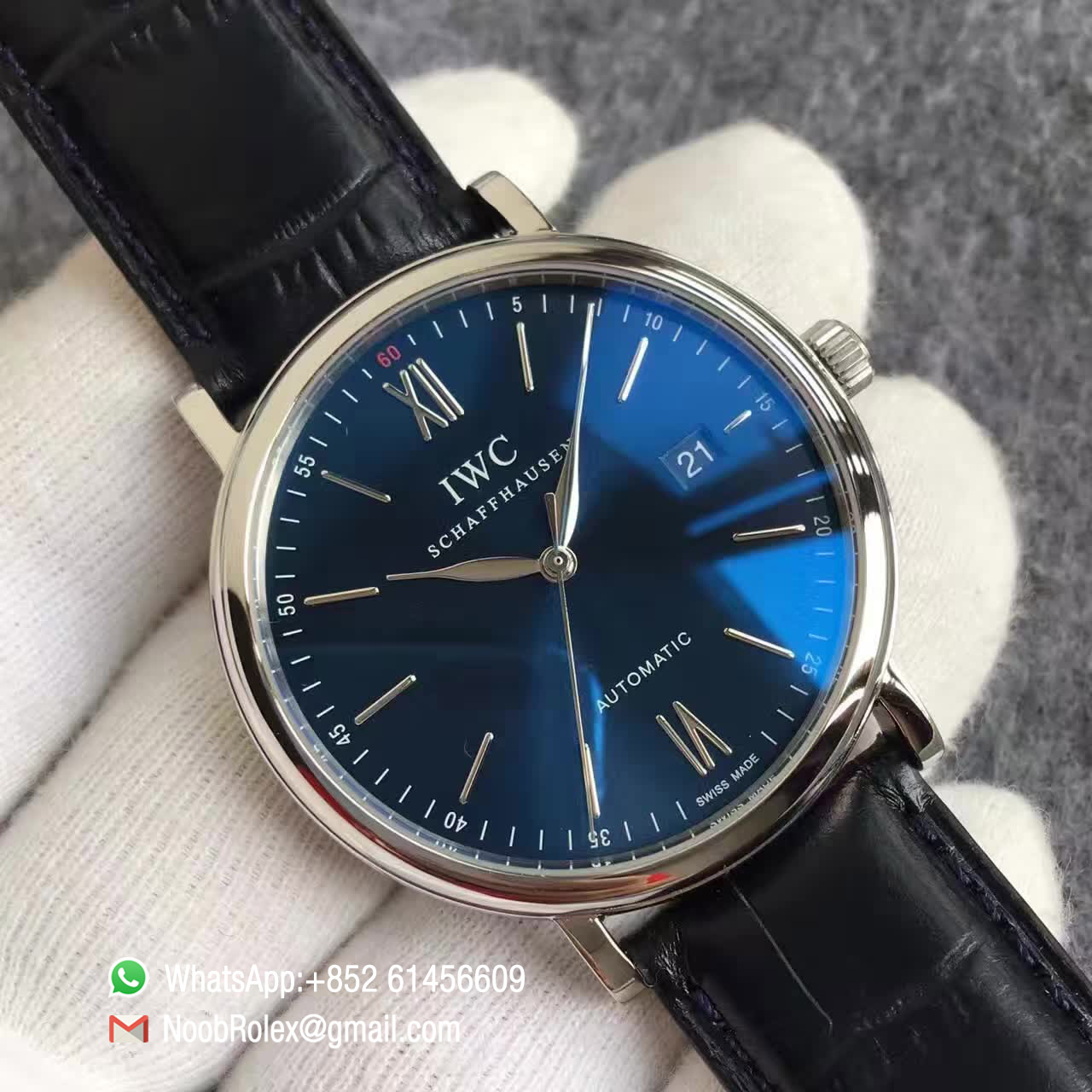 IWC Portofino Automatic Watch IW356405 Stainless Steel Case MK Factory V4 Best Edition Blue Dial On Black Leather Strap Asian 2892 Movement