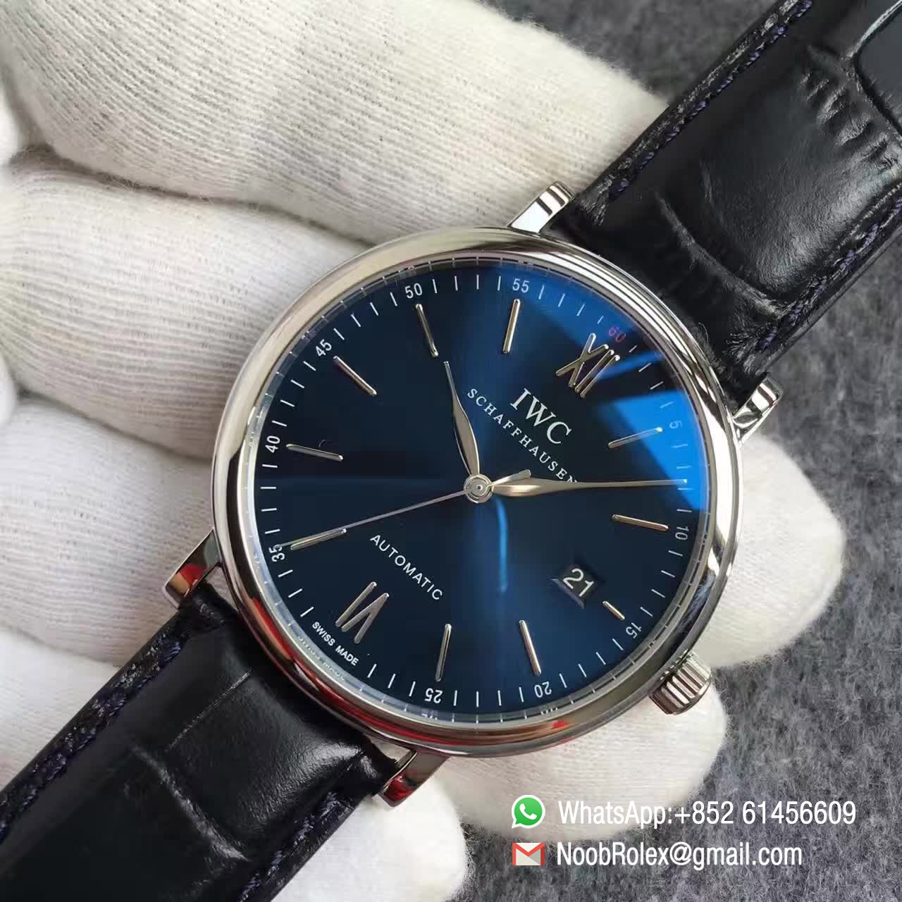IWC Portofino Automatic Watch IW356405 Stainless Steel Case MK Factory V4 Best Edition Blue Dial On Black Leather Strap Asian 2892 Movement