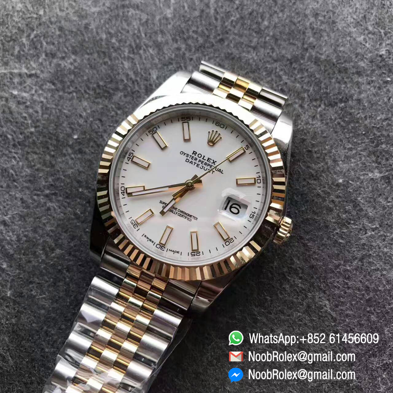 Rolex DateJust 41 126333 Noob 2017 Best Edition Gold Wrapped White Dial on Steel-Gold Jubilee Bracelet Asain Clone 3235 Movement