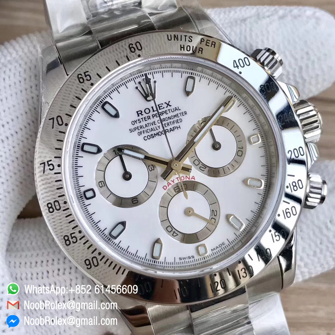 Noob Daytona 116520 Steel Case and Bezel While Dial Same thickness as genuine 2018 Best Edition with SA4130