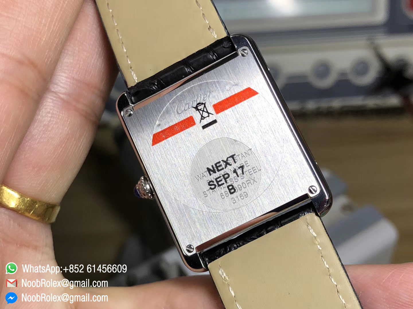 Tank Solo Lady Watch W5200005 Steel Case 1:1 Top Level Quality White Dial on Black Leather Strap Ronda Quartz