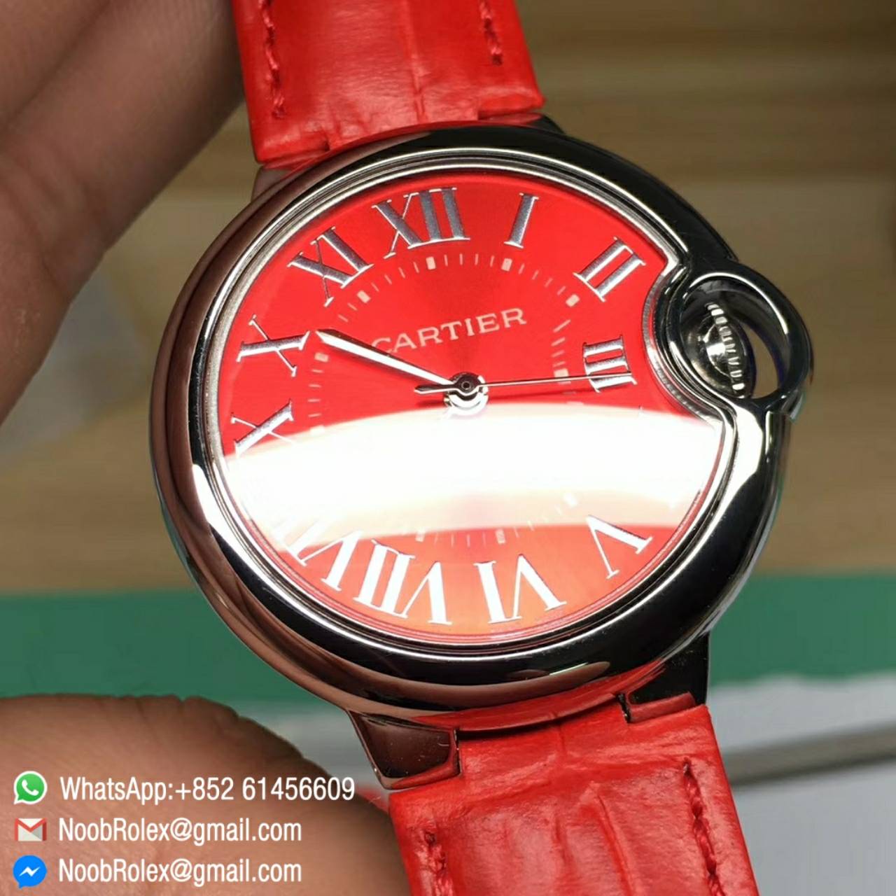 Ballon Bleu De Cartier Lady Watch 33MM W6920071 Stainless Steel Red Dial Seiko NH05A TW High Quality Replica