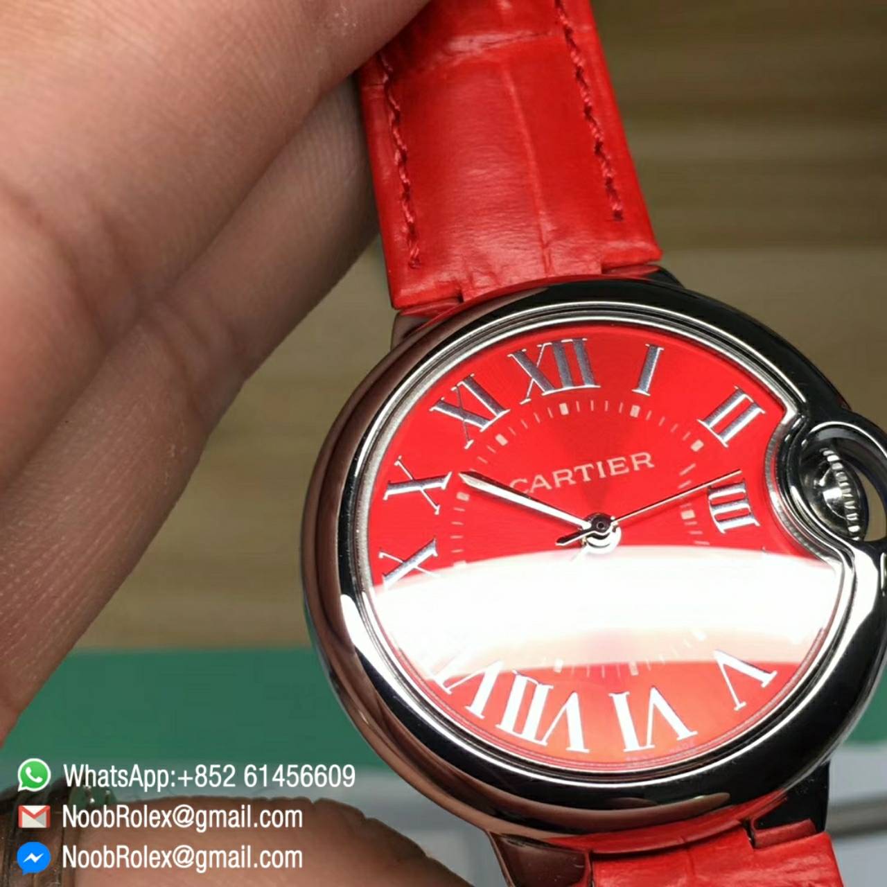 Ballon Bleu De Cartier Lady Watch 33MM W6920071 Stainless Steel Red Dial Seiko NH05A TW High Quality Replica