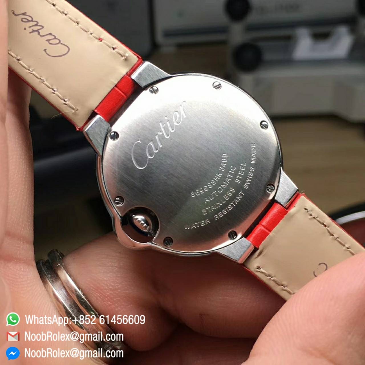 Ballon Bleu De Cartier Lady Watch 33MM W6920071 Stainless Steel Red Dial Seiko NH05A TW High Quality Replica