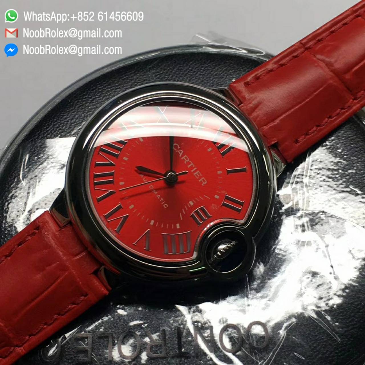 Ballon Bleu De Cartier Lady Watch 33MM W6920071 Stainless Steel Red Dial Seiko NH05A TW High Quality Replica