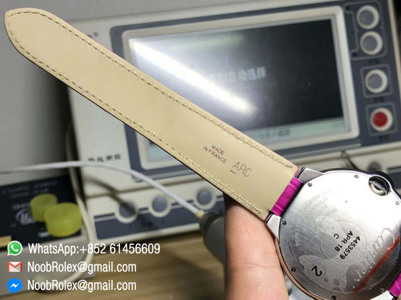 Ballon Bleu De Watch Diamonds Bezel Large Size 42mm Silver Textured Dial on Pink Croco Strap ETA2892