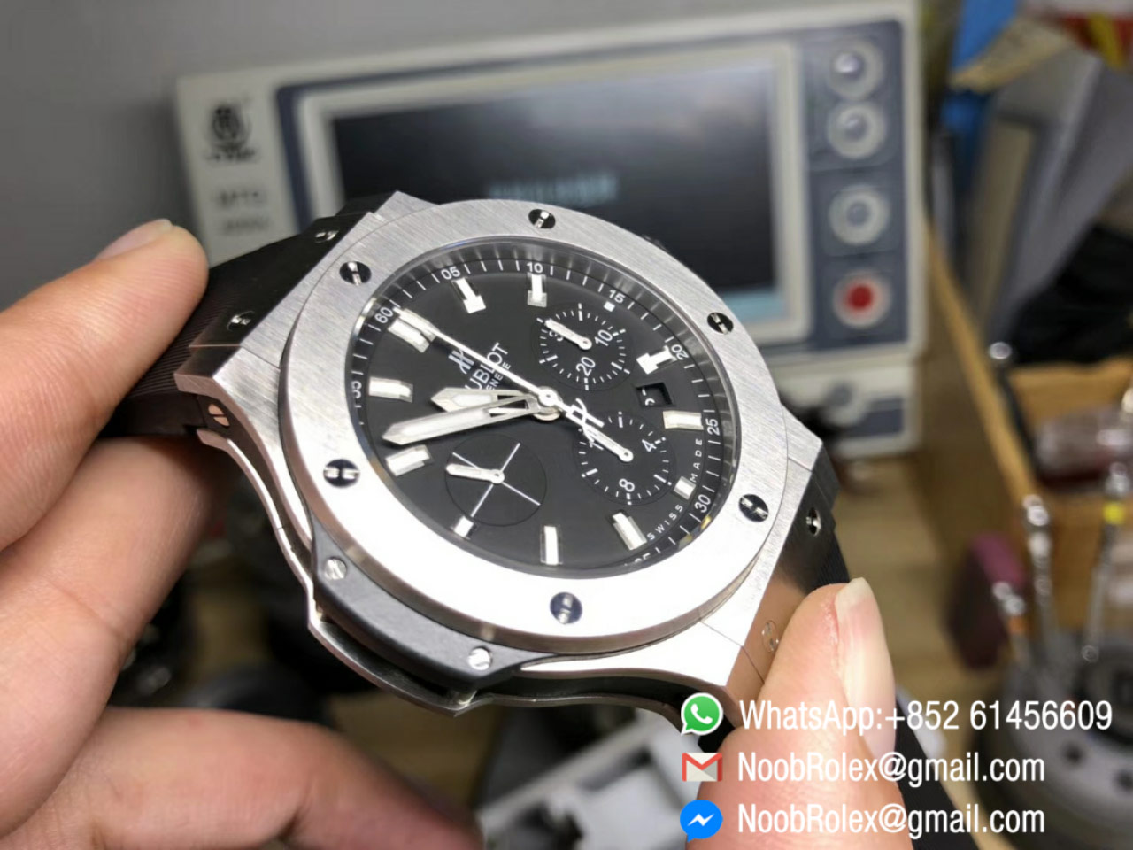 Big Bang 44mm 301 SX 1170 RX Stainless Steel Case Ceramic Bezel Black Dial Black Rubber Strap HUB4104