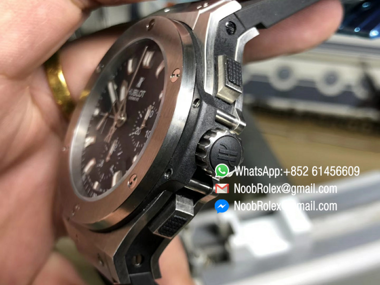 Big Bang 44mm 301 SX 1170 RX Stainless Steel Case Ceramic Bezel Black Dial Black Rubber Strap HUB4104