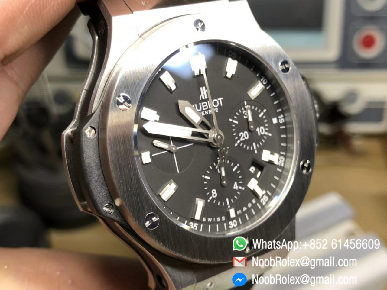 Big Bang 44mm 301 SX 1170 RX Stainless Steel Case Ceramic Bezel Black Dial Black Rubber Strap HUB4104