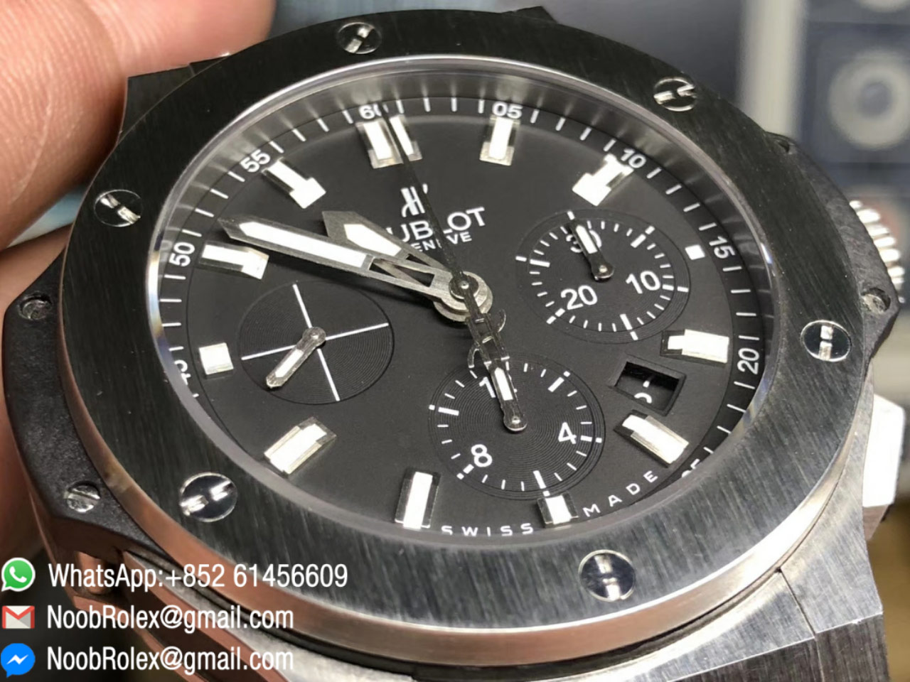 Big Bang 44mm 301 SX 1170 RX Stainless Steel Case Ceramic Bezel Black Dial Black Rubber Strap HUB4104