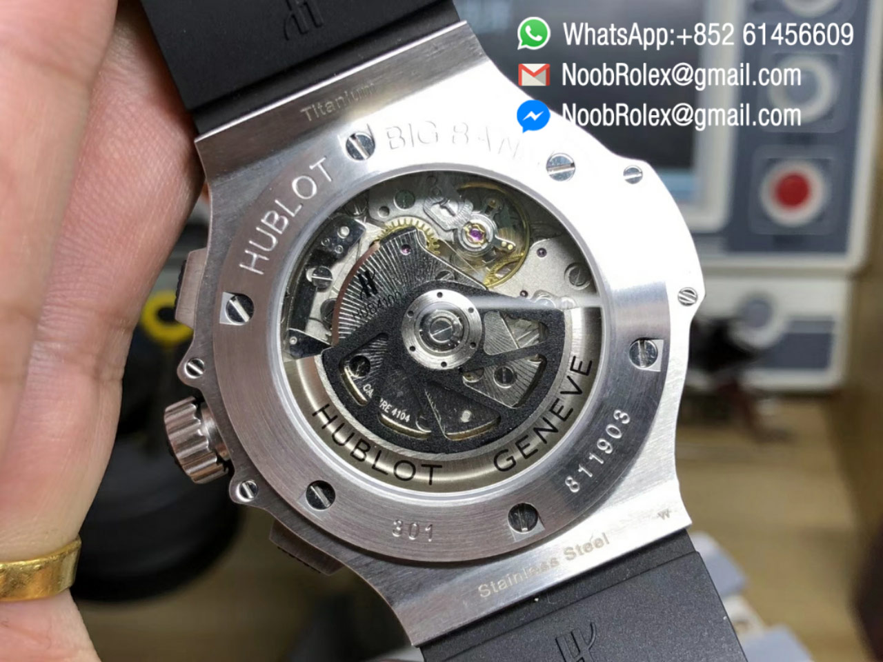 Big Bang 44mm 301 SX 1170 RX Stainless Steel Case Ceramic Bezel Black Dial Black Rubber Strap HUB4104