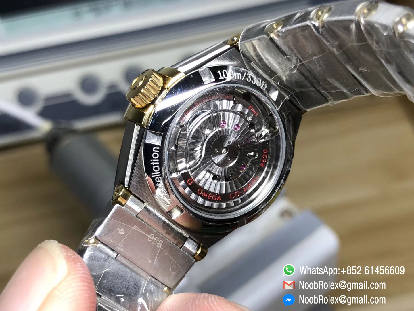 Constellation CO-AXIAL 27 MM Ladies Watch Yellow Gold on Steel Case Diamonds Bezel White MOP Dial A8520 V6F Best Quality