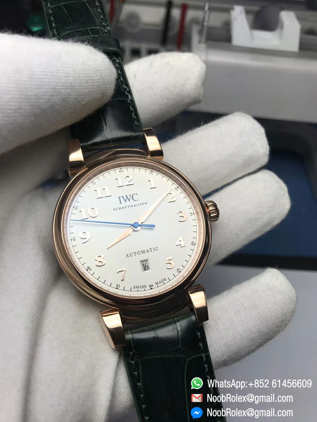 Da Vinci Watch Rose Gold Case White Dial on Black Leather Strap A2892 MK Factory Best Fake Quality