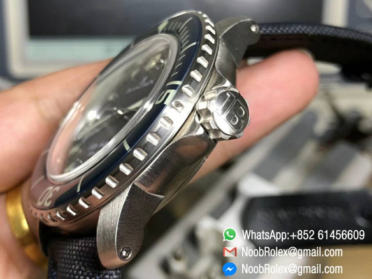 Fifty Fathoms Titanium Case ZF 1:1 Best Edition Blue Dial on Sail-canvas Strap Asian Clone 1315 movement