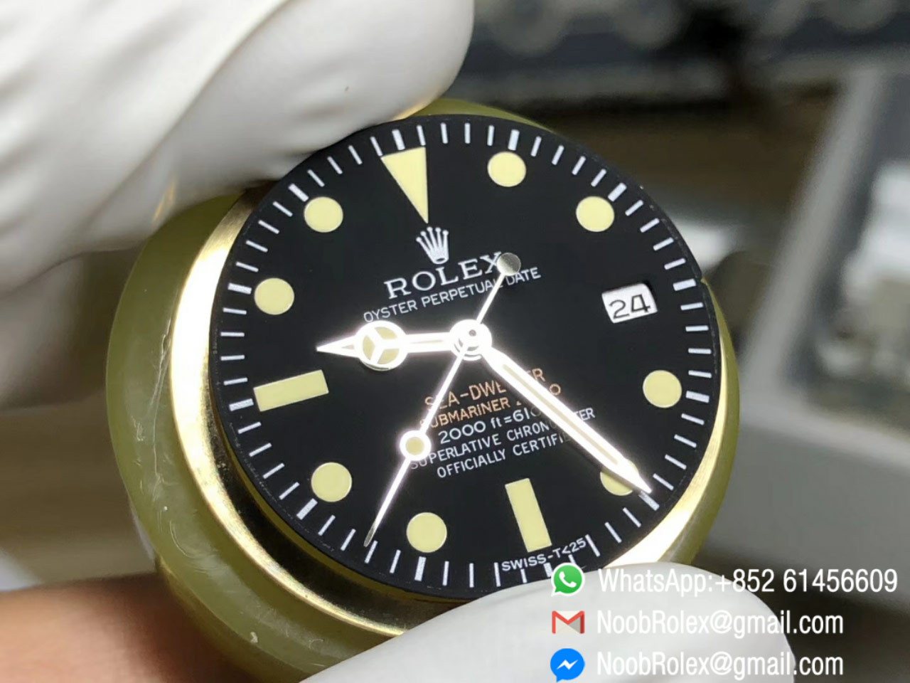 HD Details Photos for Vintage Sea-Dweller 1665 Double Red Yellow Lume Black Dial Watch