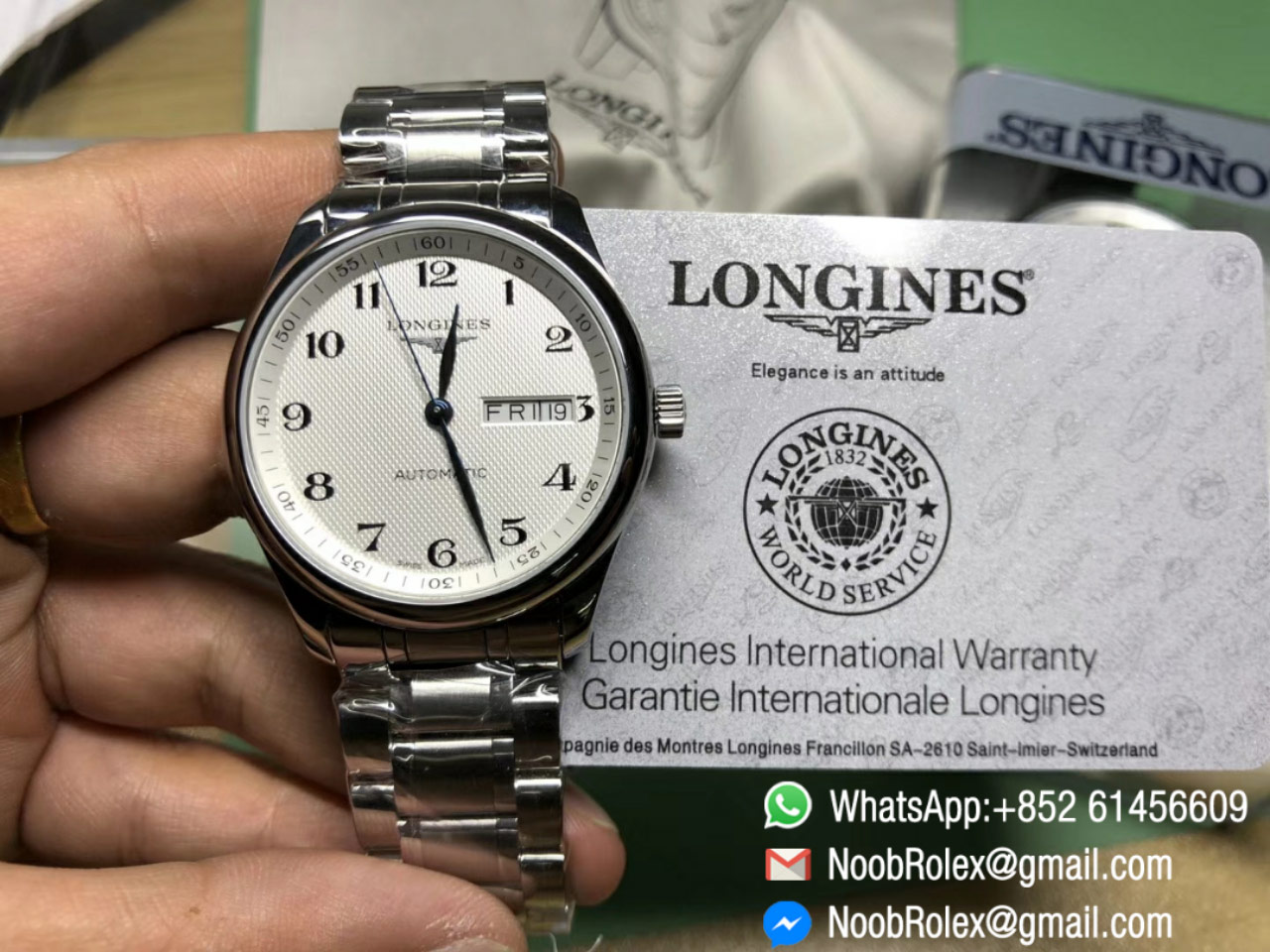 Longines Master Day Date Stainless Steel Case White Textured Dial 316L Bracelet A2836 LGF