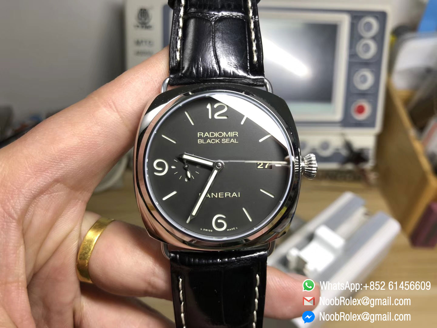 PAM00388 PAM388 VSF High Quality Black Dial on Black Leather Strap P9000 Super Clone Movement