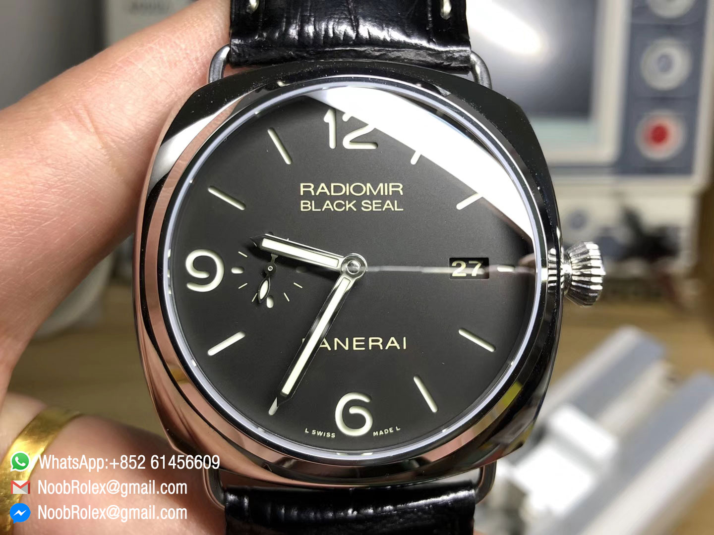 PAM00388 PAM388 VSF High Quality Black Dial on Black Leather Strap P9000 Super Clone Movement