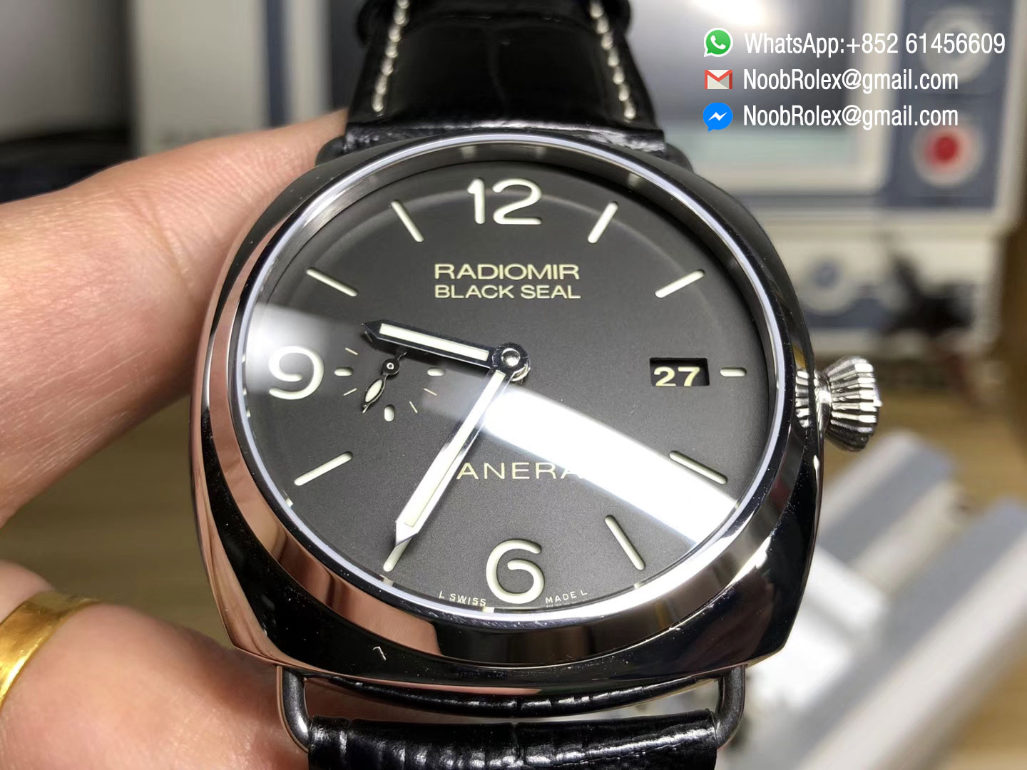 PAM00388 PAM388 VSF High Quality Black Dial on Black Leather Strap P9000 Super Clone Movement