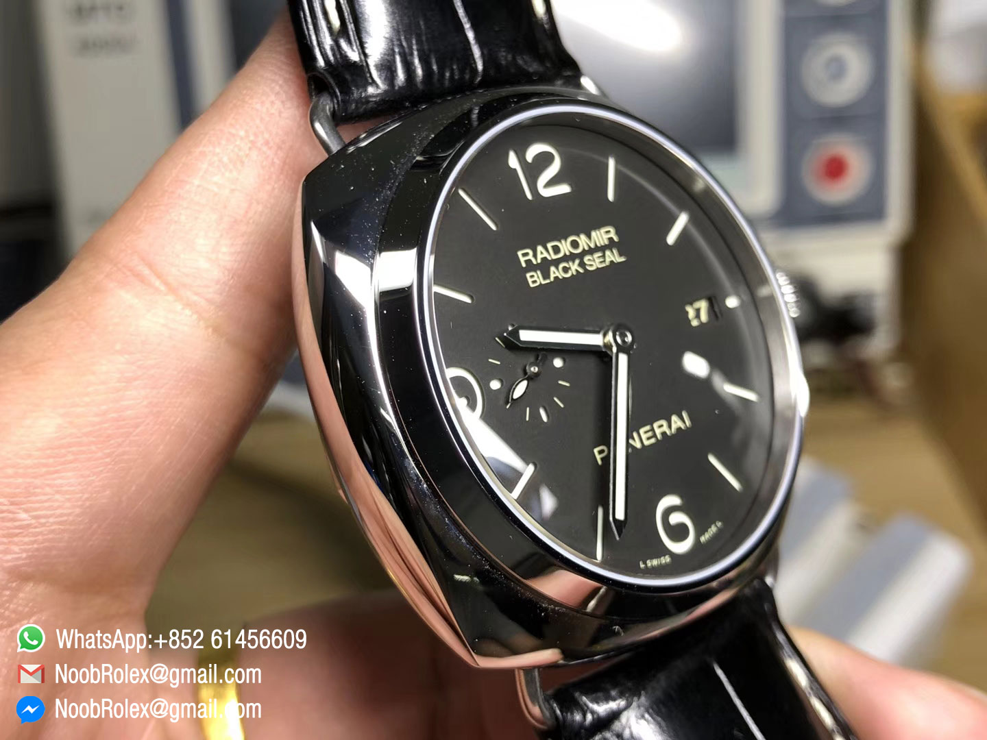 PAM00388 PAM388 VSF High Quality Black Dial on Black Leather Strap P9000 Super Clone Movement
