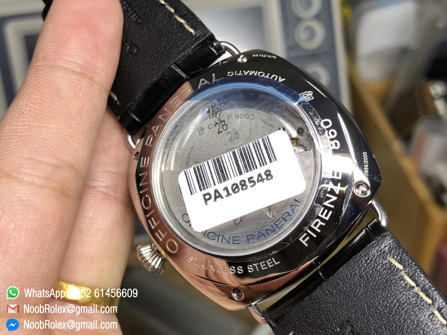 PAM00388 PAM388 VSF High Quality Black Dial on Black Leather Strap P9000 Super Clone Movement