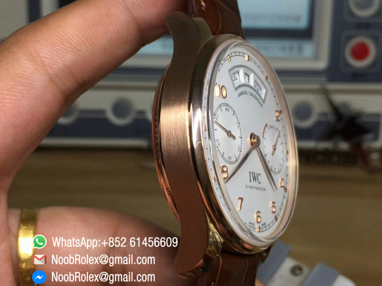 Portuguese Power Reserve Annual Calendar Rose Gold IW503504 White Dial on Black Leather Strap A52850 YLF 1:1 Quality