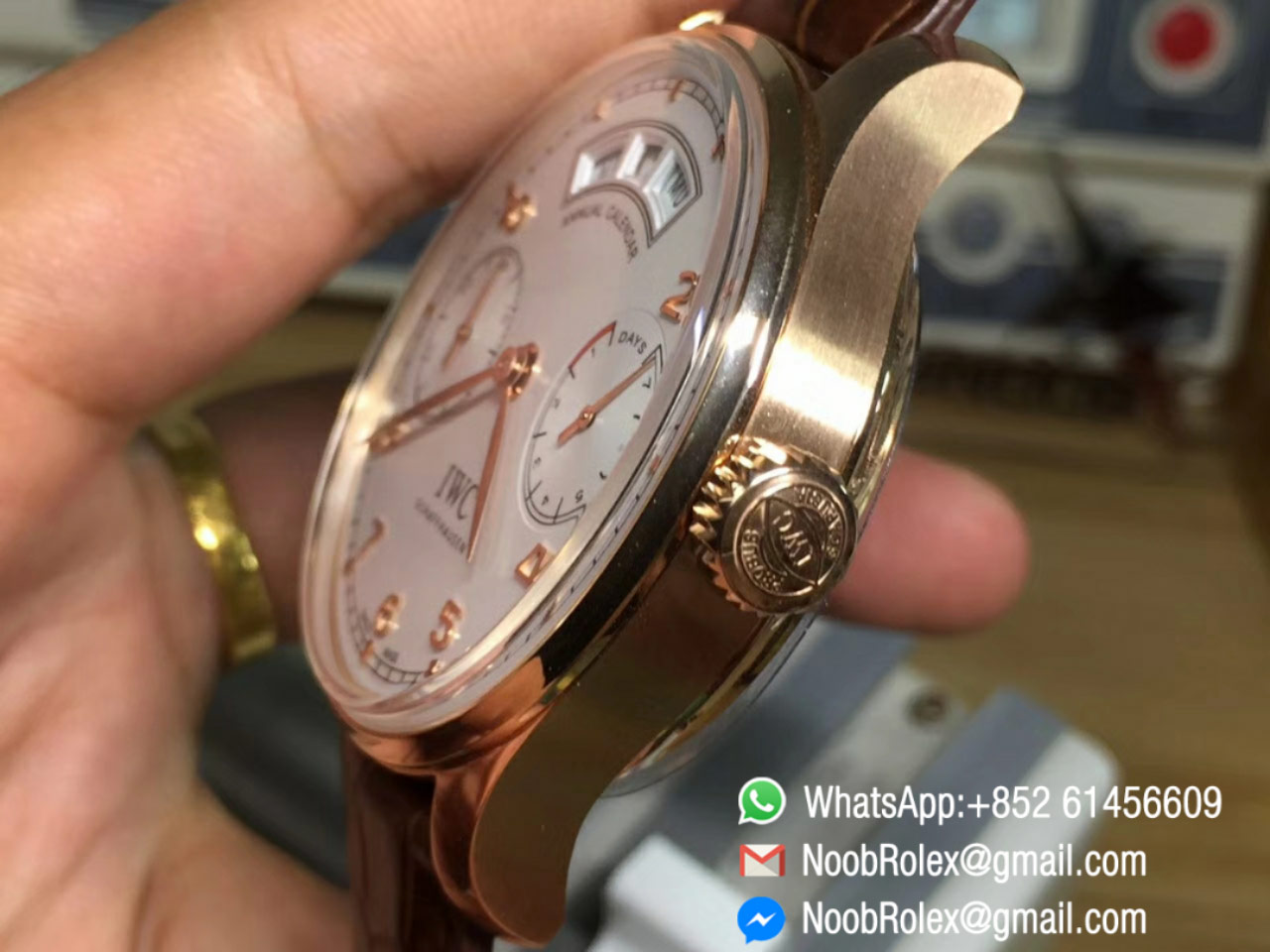 Portuguese Power Reserve Annual Calendar Rose Gold IW503504 White Dial on Black Leather Strap A52850 YLF 1:1 Quality