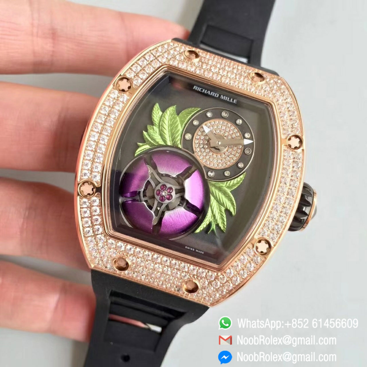 RM 19-02 Tourbillon Fleur - Fratello 1:1 Watches Rose Gold Case RM Factory 2018 Top Quality Function same as Original