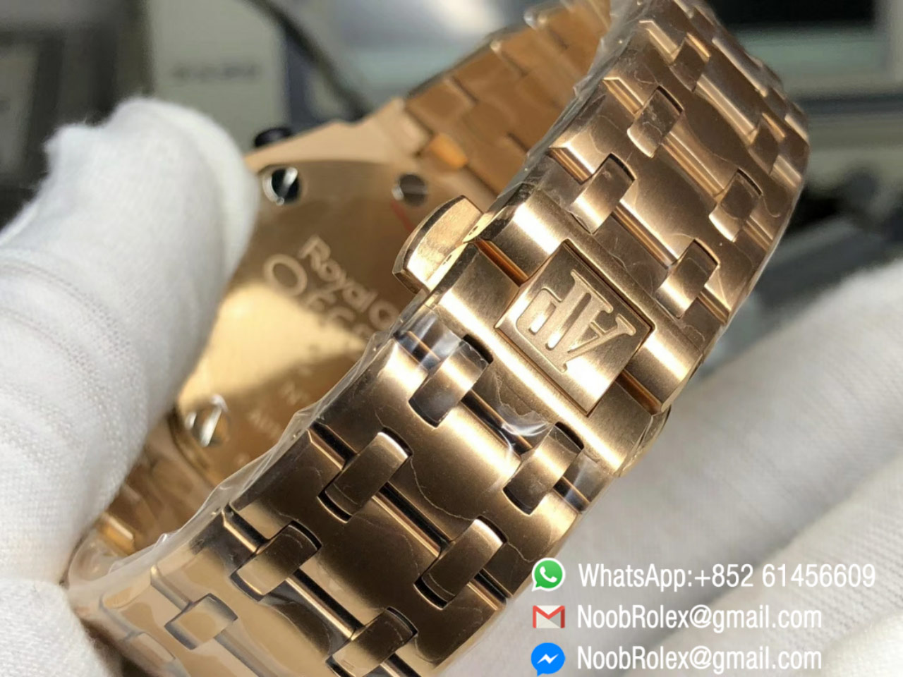 AP Royal Oak Offshore Chrono Watch 26170 Rose Gold Case & Bracelet White Dial A7750 JF