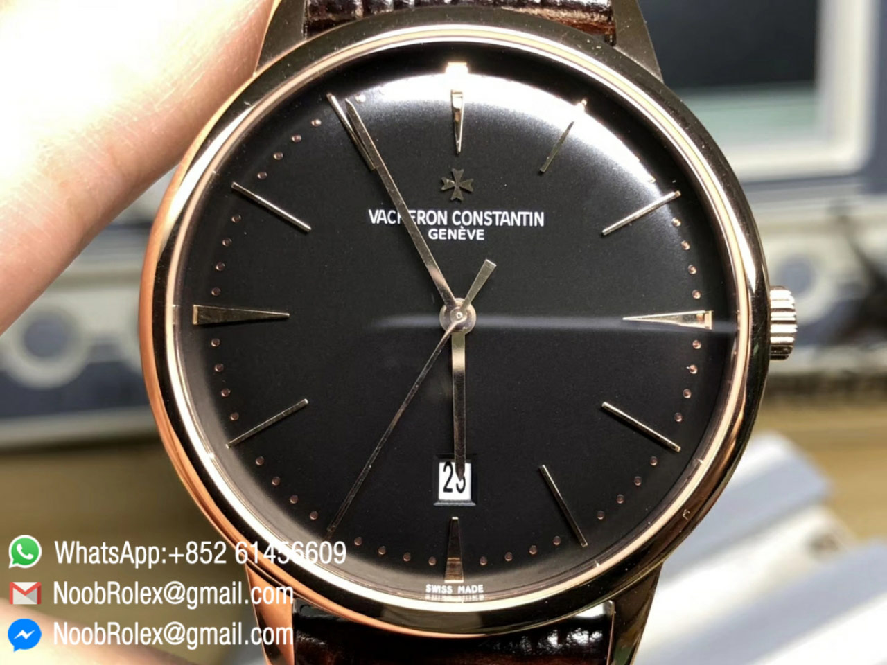 Vacheron Constantin Patrimony 85180 Date Rose Gold Case Black Dial Ultra Thin Clone 2450 Movement MKF