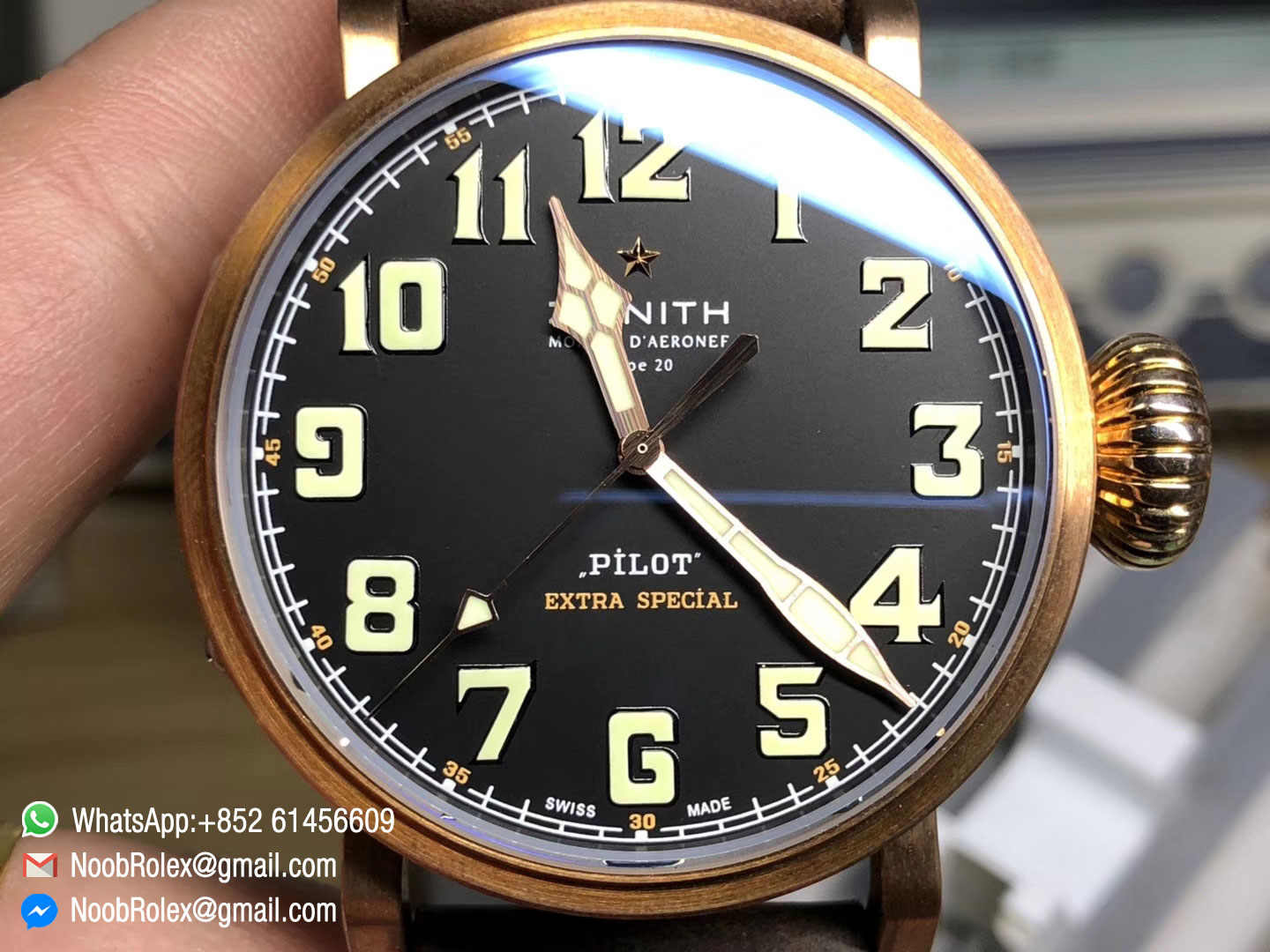 Zenith Pilot Type 20 Extra Special 45mm Bronze Case Brown Asso Strap Miyota 9015 XF Best Quality 1:1 Size