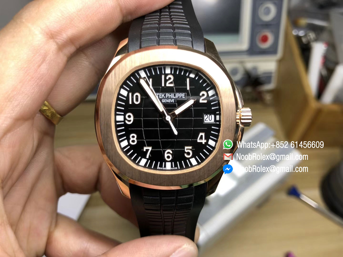 Aquanaut Jumbo 5167R-001 Rosegold MP Factory 1:1 Best Edition Black Textured Dial on Black Rubber Strap A2824