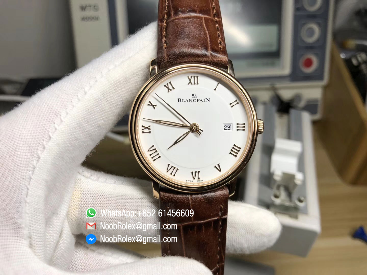Blancpain Villeret 6651 Rose Gold Case White Dial on Brown Leather Strap A1151 ZF Best Edition