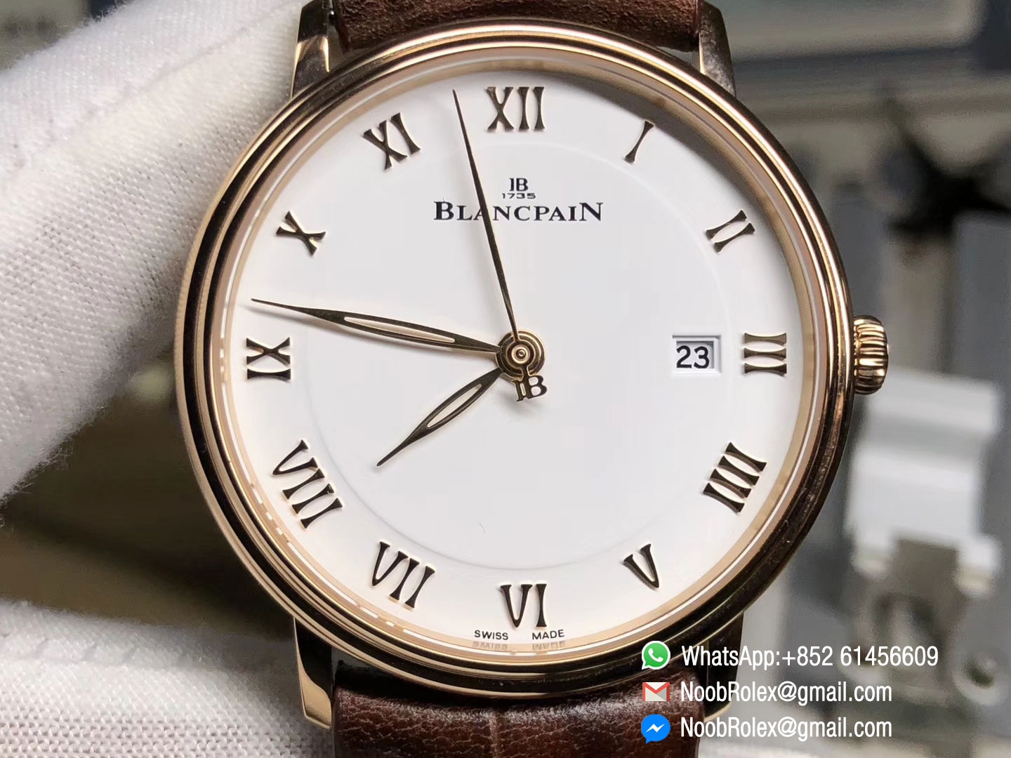 Blancpain Villeret 6651 Rose Gold Case White Dial on Brown Leather Strap A1151 ZF Best Edition