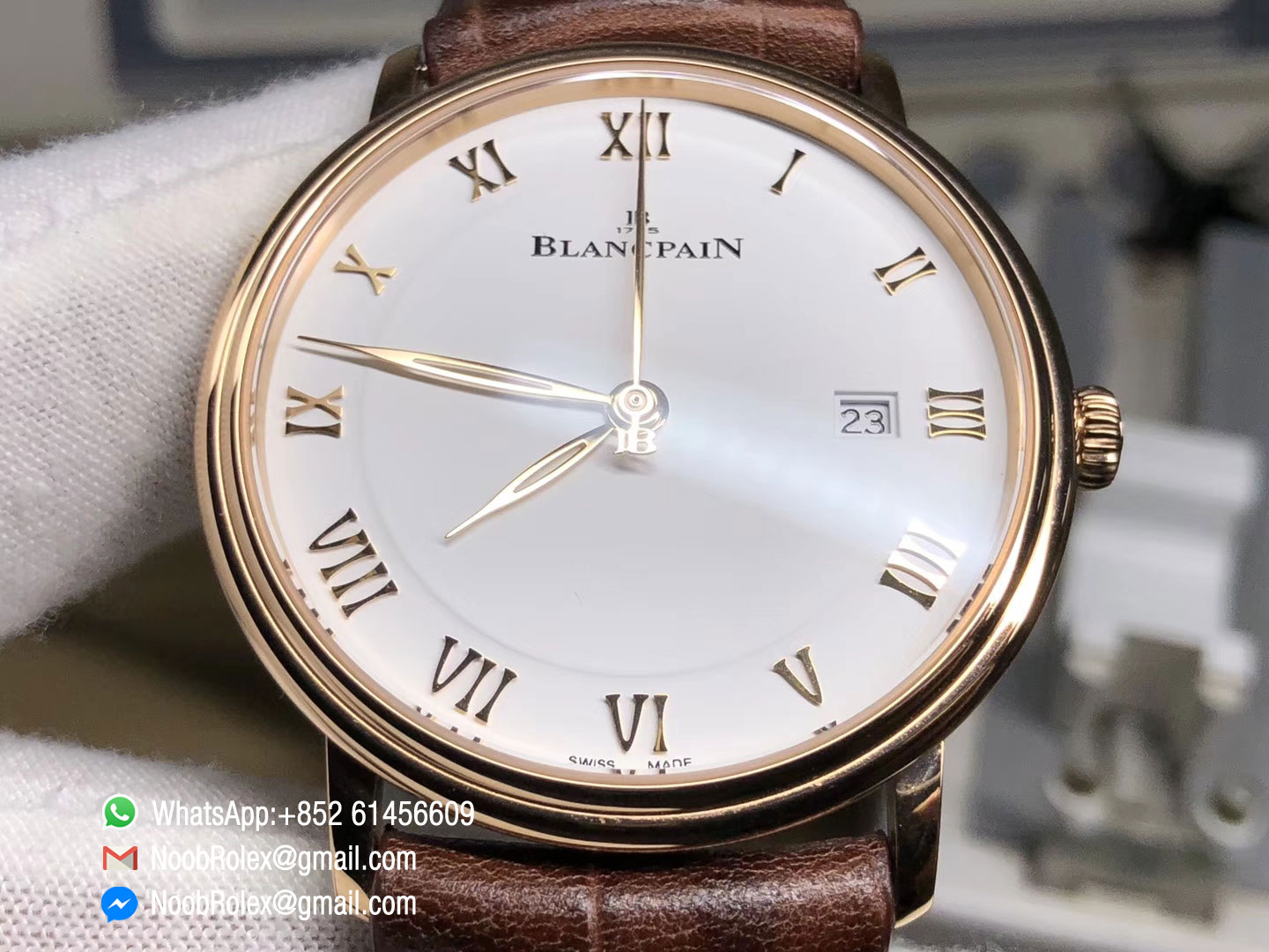 Blancpain Villeret 6651 Rose Gold Case White Dial on Brown Leather Strap A1151 ZF Best Edition