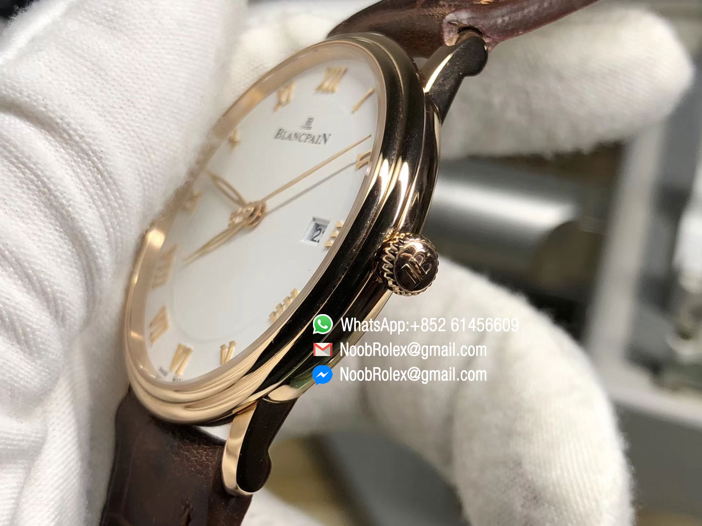 Blancpain Villeret 6651 Rose Gold Case White Dial on Brown Leather Strap A1151 ZF Best Edition