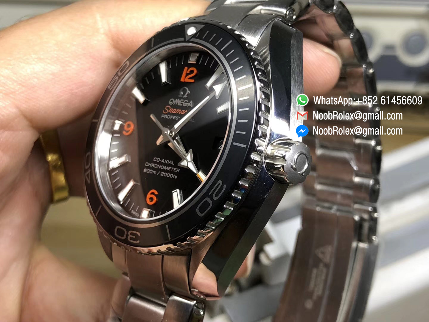 Planet Ocean Professional Ceramic Bezel 45mm 1:1 OMF Best Edition Orange Marker on SS Bracelet A8500 (Black Balance Wheel)