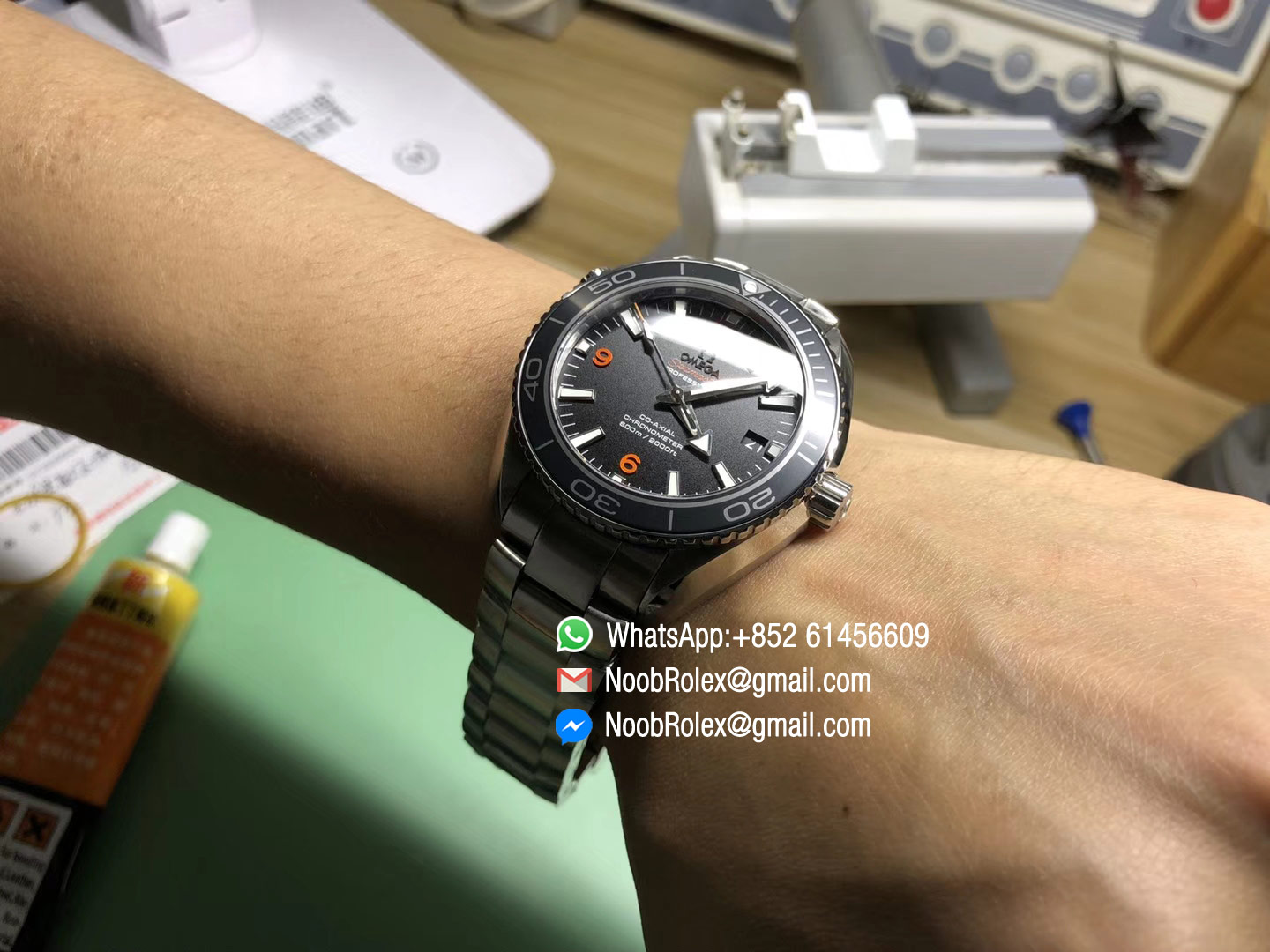 Planet Ocean Professional Ceramic Bezel 45mm 1:1 OMF Best Edition Orange Marker on SS Bracelet A8500 (Black Balance Wheel)