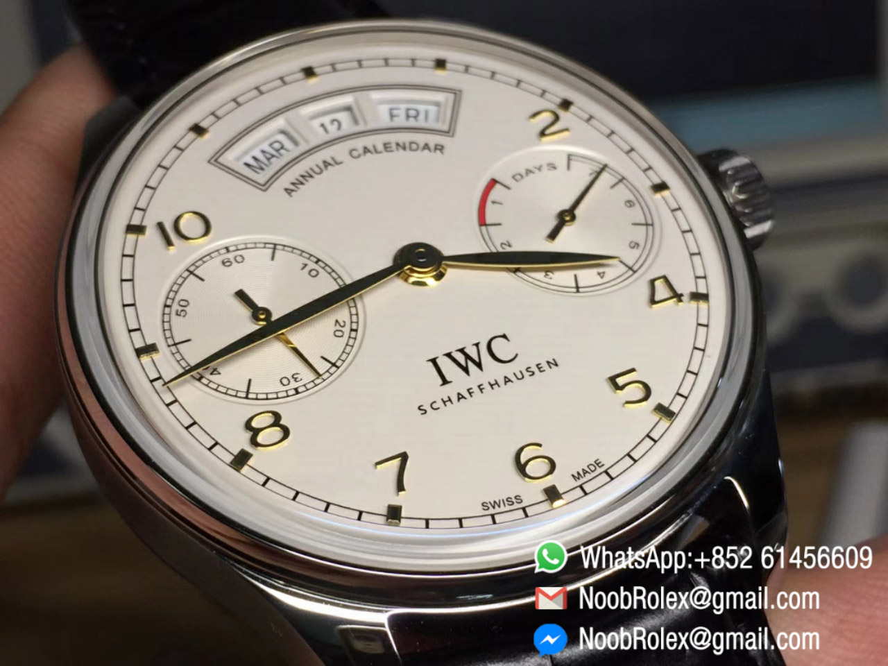 Portuguese Power Reserve Annual Calendar IW5035 White Dial Yellow Gold Markers A52850 YLF High Quality Rep Watch
