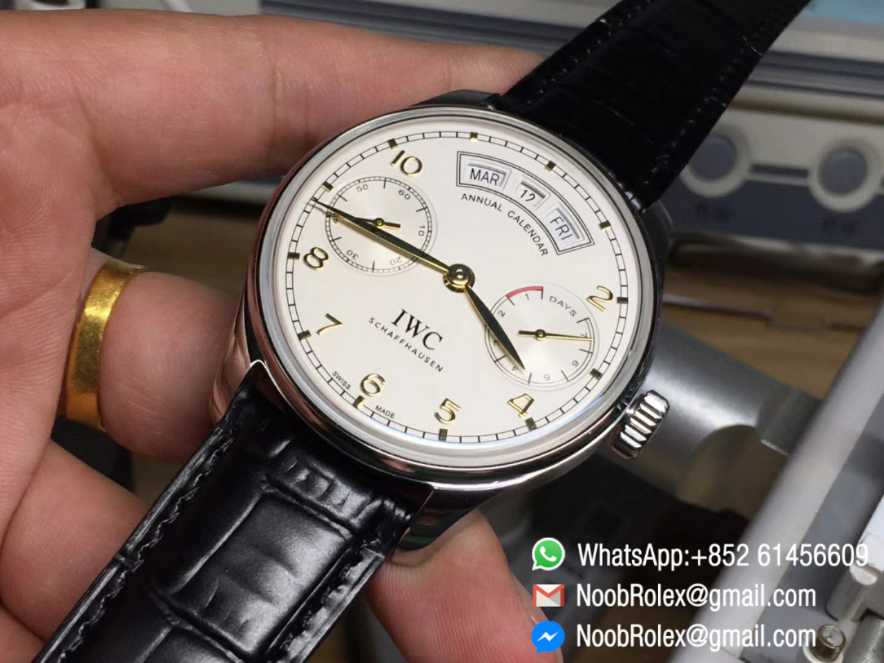 Portuguese Power Reserve Annual Calendar IW5035 White Dial Yellow Gold Markers A52850 YLF High Quality Rep Watch