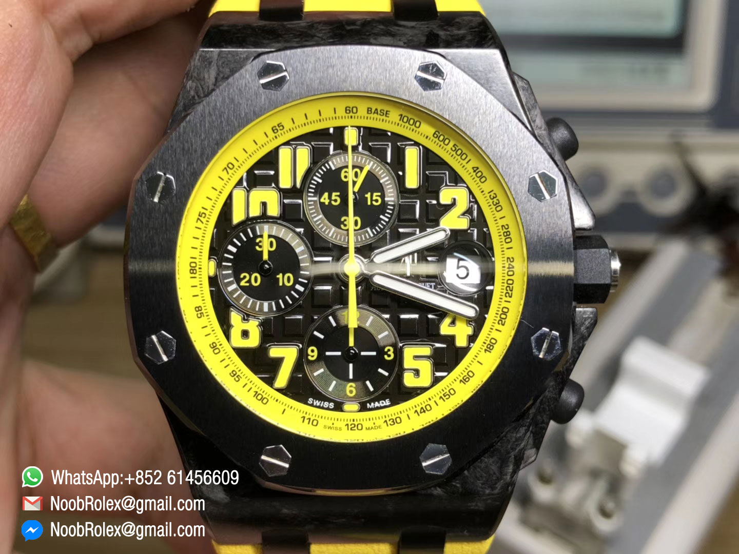 AP Royal Oak Offshore Watch 26176 Bumble Bee Forged Carbon Yellow Rubber Strap A7750 JF Best Quality Version Clock