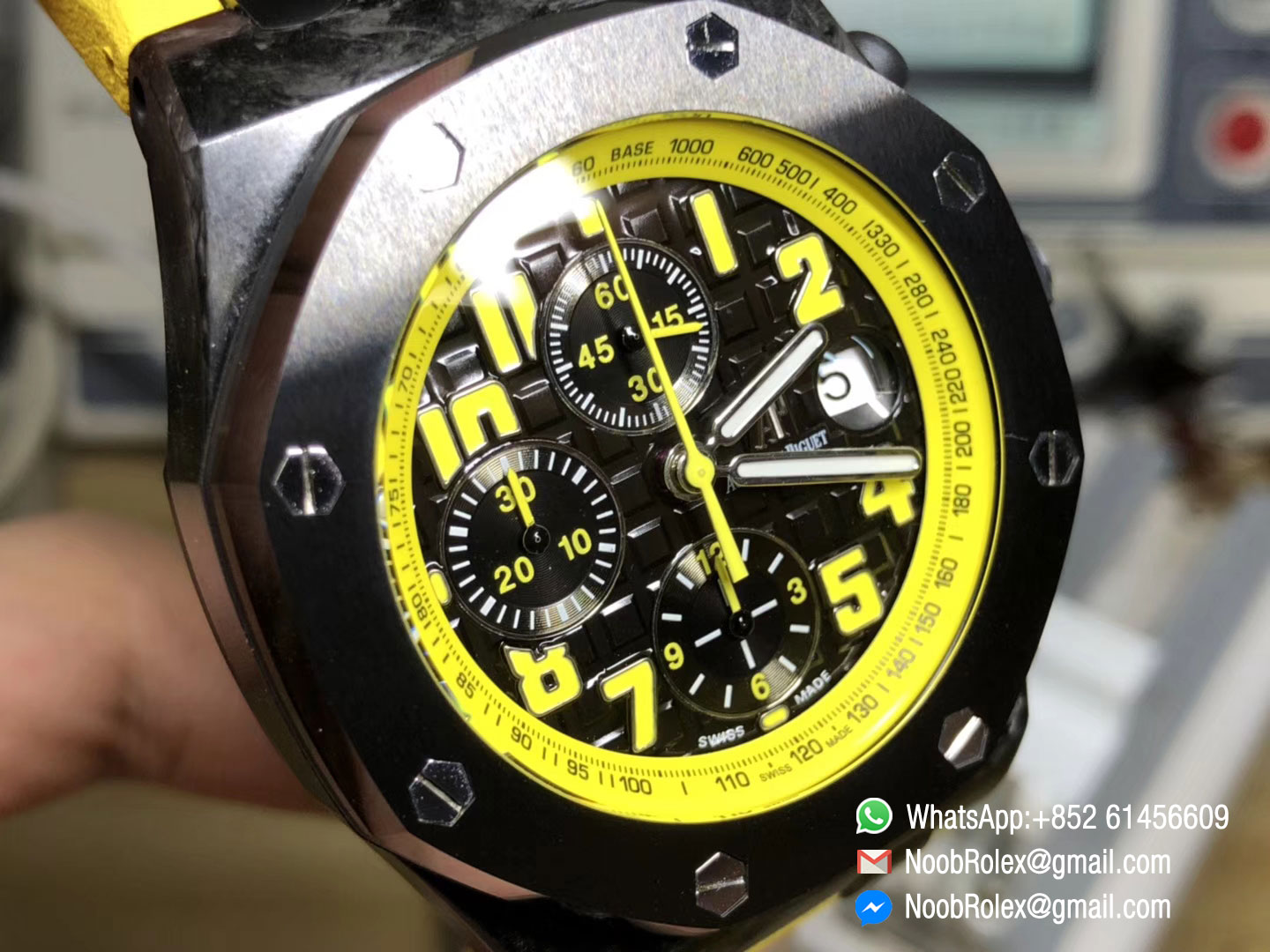 AP Royal Oak Offshore Watch 26176 Bumble Bee Forged Carbon Yellow Rubber Strap A7750 JF Best Quality Version Clock