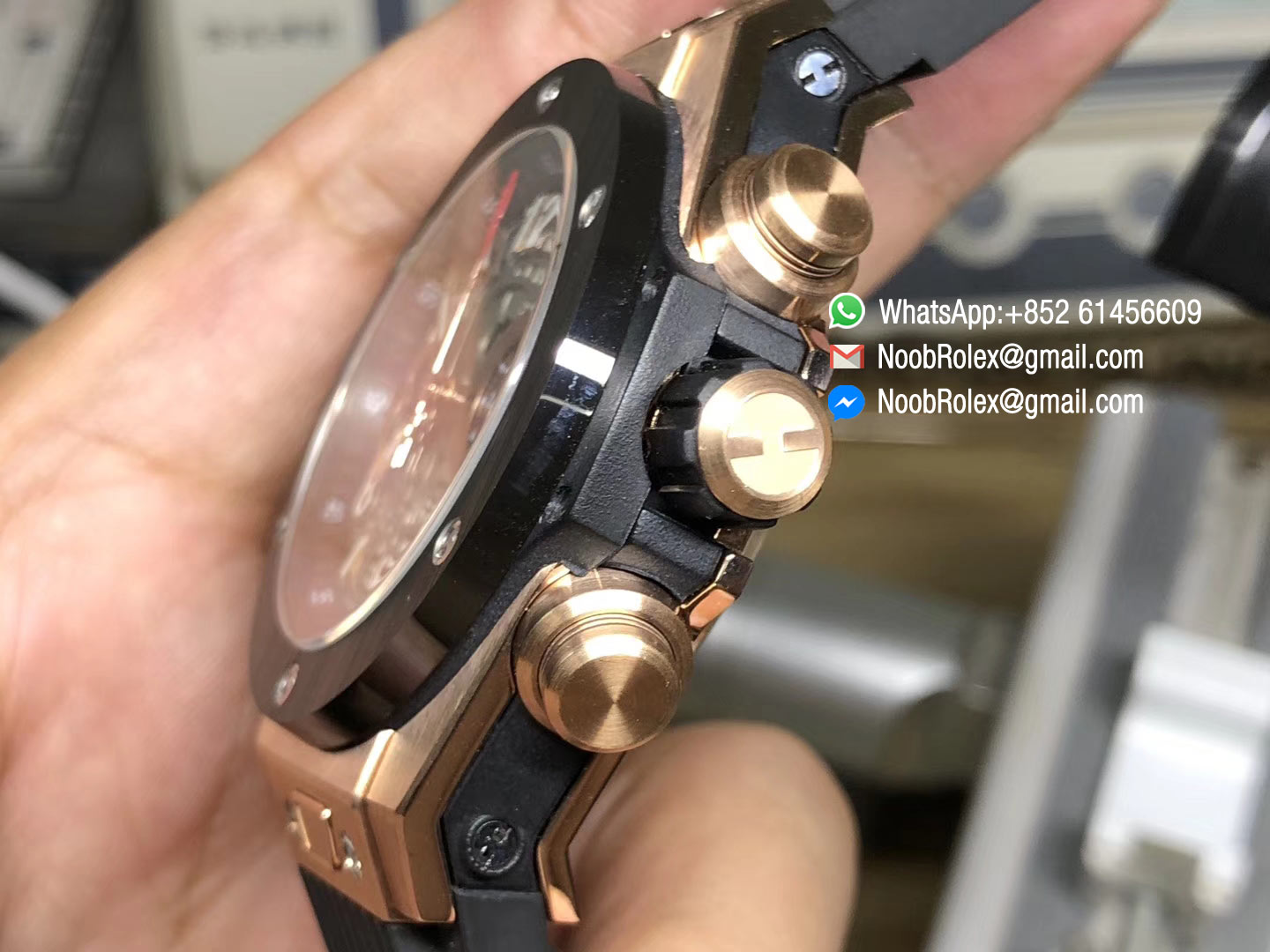 Hublot Big Bang Unico 45mm Watch 411.OM.1180.RX 18K Rose Gold Case with A7750 Chronograph AB Factory 1:1 Best Edition on Black Rubber Strap A.HUB1241