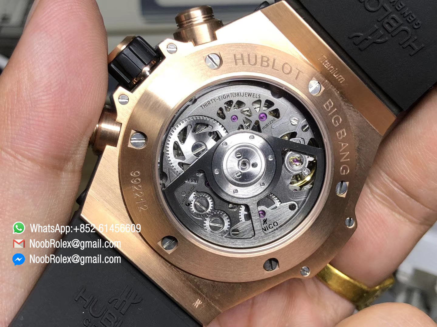 Hublot Big Bang Unico 45mm Watch 411.OM.1180.RX 18K Rose Gold Case with A7750 Chronograph AB Factory 1:1 Best Edition on Black Rubber Strap A.HUB1241