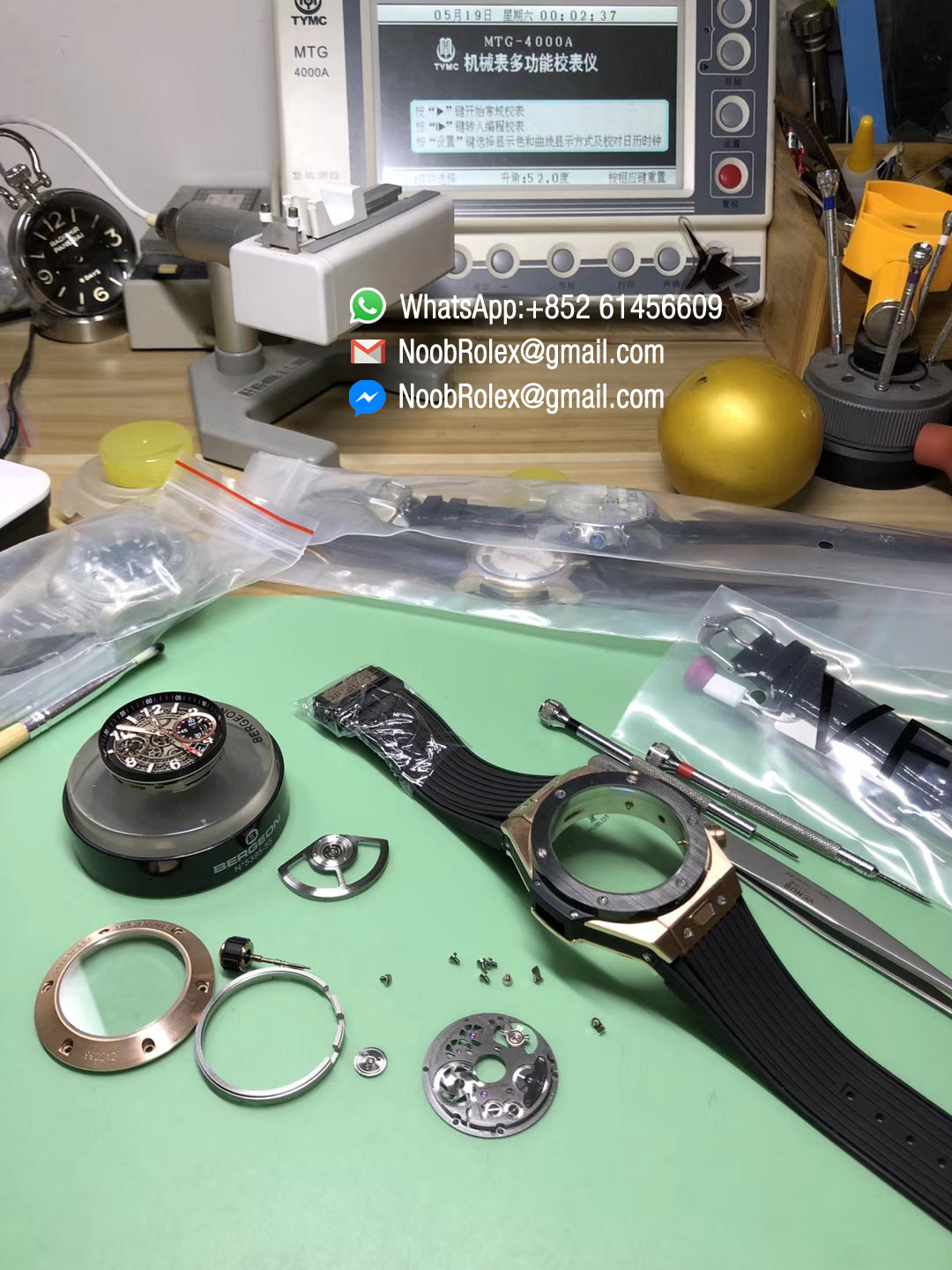 Hublot Big Bang Unico 45mm Watch 411.OM.1180.RX 18K Rose Gold Case with A7750 Chronograph AB Factory 1:1 Best Edition on Black Rubber Strap A.HUB1241