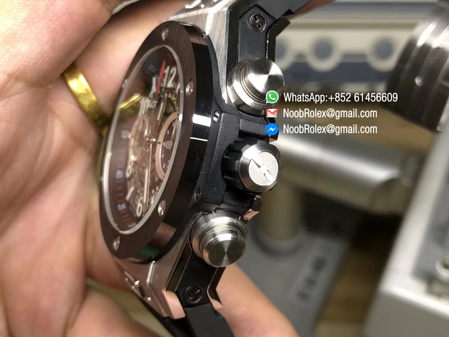 Hublot Big Bang Unico 45mm Watch 411.NM.1170.RX Stainless Steel Case Brushed Titanium Ceramic Chronograph AB Factory 1:1 Best Edition on Black Rubber Strap A.HUB1241