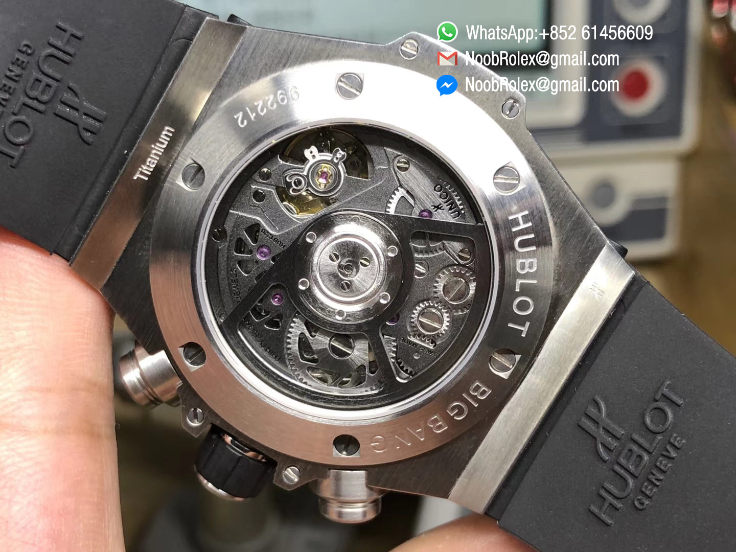 Hublot Big Bang Unico 45mm Watch 411.NM.1170.RX Stainless Steel Case Brushed Titanium Ceramic Chronograph AB Factory 1:1 Best Edition on Black Rubber Strap A.HUB1241