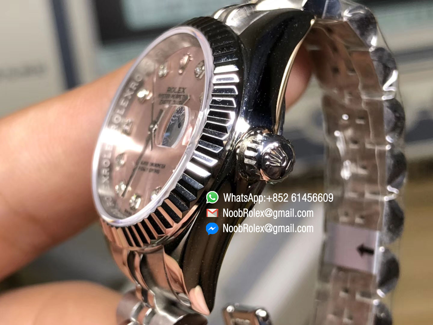 Ladies DateJust Stainless Steel Case Pink Diamond Dial Jubilee with Swiss ETA 2671 Movement