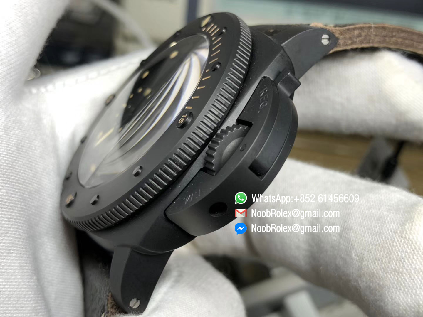 Luminor Submersible PAM508 Ceramica VS Factory Real Ceramic on Black Distressed Calfskin Strap P9000 Super Clone Best Edition