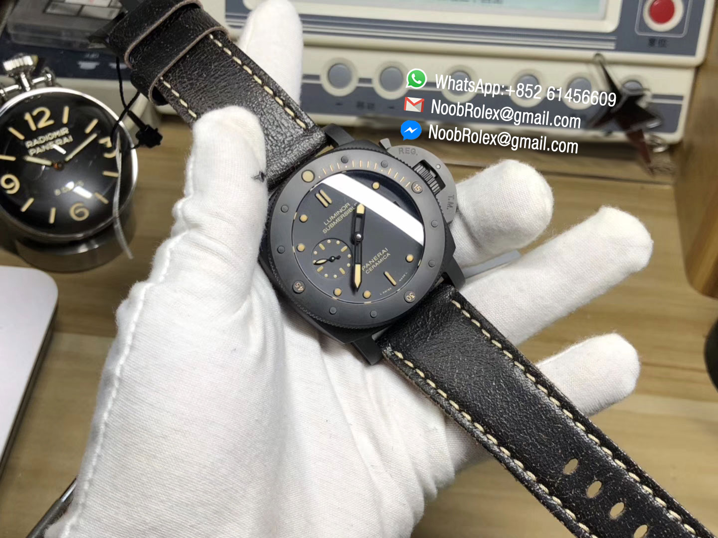 Luminor Submersible PAM508 Ceramica VS Factory Real Ceramic on Black Distressed Calfskin Strap P9000 Super Clone Best Edition